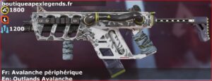 Skin Légendaire Avalanche périphérique en français ou Outlands Avalanche en anglais pour l'arme R-99 du jeu vidéo apex legends