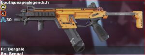 Skin Commun Bengale en français ou Bengal en anglais pour l'arme R-99 du jeu vidéo apex legends