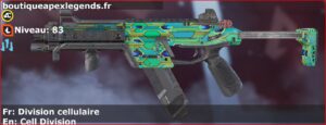 Skin Rare Division cellulaire en français ou Cell Division en anglais pour l'arme R-99 du jeu vidéo apex legends