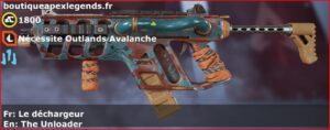 Skin Légendaire Le déchargeur en français ou The Unloader en anglais pour l'arme R-99 du jeu vidéo apex legends