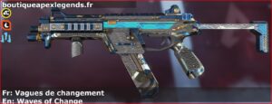 Skin Épique Vagues de changement en français ou Waves of Change en anglais pour l'arme R-99 du jeu vidéo apex legends