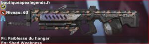 Skin Rare Faiblesse du hangar en français ou Shed Weakness en anglais pour l'arme Rampage du jeu vidéo apex legends