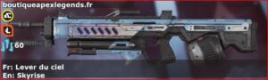 Skin Rare Lever du ciel en français ou Skyrise en anglais pour l'arme Rampage du jeu vidéo apex legends