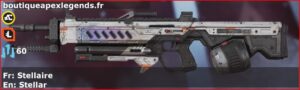 Skin Rare Stellaire en français ou Stellar en anglais pour l'arme Rampage du jeu vidéo apex legends