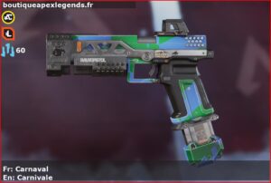 Skin Rare Carnaval en français ou Carnivale en anglais pour l'arme RE-45 du jeu vidéo apex legends