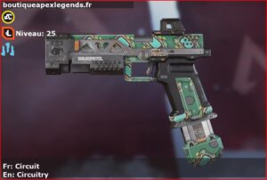 Skin Rare Circuit en français ou Circuitry en anglais pour l'arme RE-45 du jeu vidéo apex legends