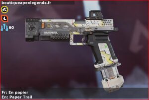 Skin Rare En papier en français ou Paper Trail en anglais pour l'arme RE-45 du jeu vidéo apex legends