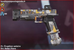 Skin Rare Éruption solaire en français ou Solar Flare en anglais pour l'arme RE-45 du jeu vidéo apex legends