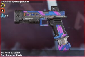 Skin Rare Fête surprise en français ou Surprise Party en anglais pour l'arme RE-45 du jeu vidéo apex legends