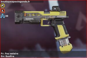 Skin Commun Feu solaire en français ou Sunfire en anglais pour l'arme RE-45 du jeu vidéo apex legends