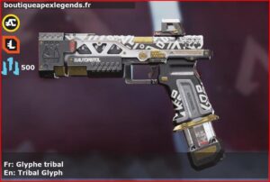 Skin Rare Glyphe tribal en français ou Tribal Glyph en anglais pour l'arme RE-45 du jeu vidéo apex legends