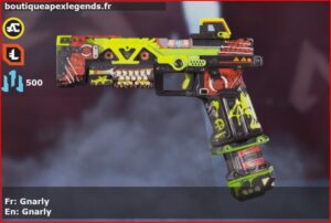 Skin Rare Gnarly en français ou Gnarly en anglais pour l'arme RE-45 du jeu vidéo apex legends