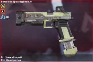 Skin Rare Jeux d'esprit en français ou Headgames en anglais pour l'arme RE-45 du jeu vidéo apex legends