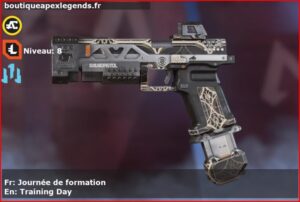 Skin Rare Journée de formation en français ou Training Day en anglais pour l'arme RE-45 du jeu vidéo apex legends