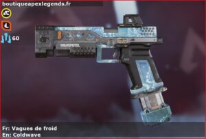 Skin Rare Vagues de froid en français ou Coldwave en anglais pour l'arme RE-45 du jeu vidéo apex legends