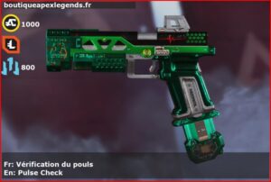 Skin Épique Vérification du pouls en français ou Pulse Check en anglais pour l'arme RE-45 du jeu vidéo apex legends