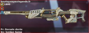 Skin Légendaire Dorsale dorée en français ou Golden Spine en anglais pour l'arme Sentinel du jeu vidéo apex legends