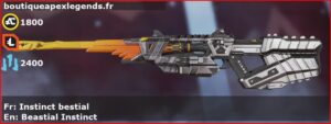 Skin Légendaire Instinct bestial en français ou Beastial Instinct en anglais pour l'arme Sentinel du jeu vidéo apex legends