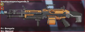 Skin Commun Bengale en français ou Bengal en anglais pour l'arme Spitfire du jeu vidéo apex legends