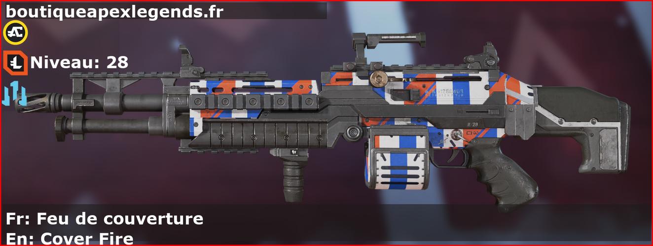 Skin Rare Feu de couverture en français ou Cover Fire en anglais pour l'arme Spitfire du jeu vidéo apex legends