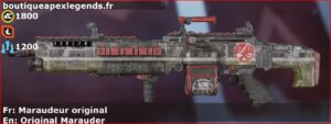 Skin Légendaire Maraudeur original en français ou Original Marauder en anglais pour l'arme Spitfire du jeu vidéo apex legends