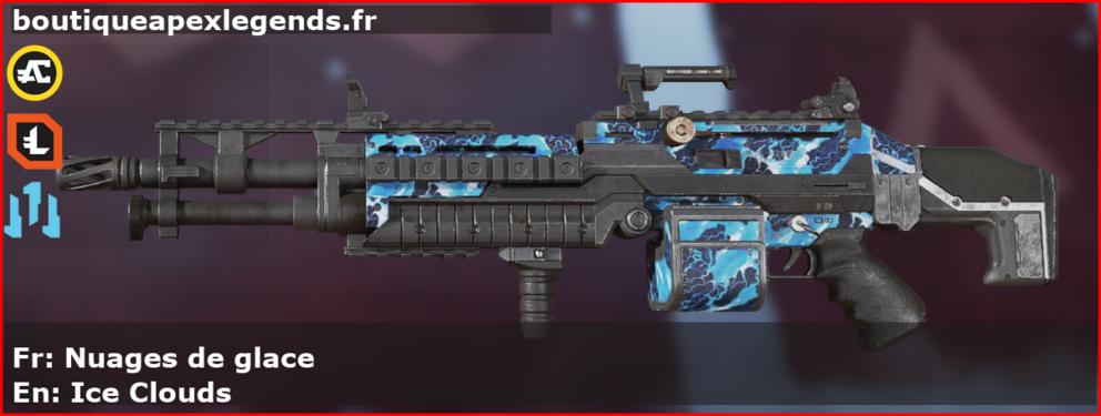 Skin Rare Nuages de glace en français ou Ice Clouds en anglais pour l'arme Spitfire du jeu vidéo apex legends