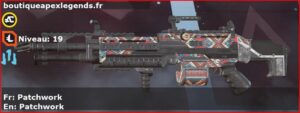 Skin Rare Patchwork en français ou Patchwork en anglais pour l'arme Spitfire du jeu vidéo apex legends