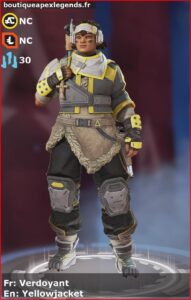 skin pour vantage: Verdoyant en français ou Yellowjacket en anglais , du jeu apex legends