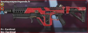 Skin Commun Cardinal en français ou Cardinal en anglais pour l'arme Volt du jeu vidéo apex legends