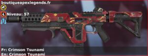 Skin Rare Crimson Tsunami en français ou Crimson Tsunami en anglais pour l'arme Volt du jeu vidéo apex legends