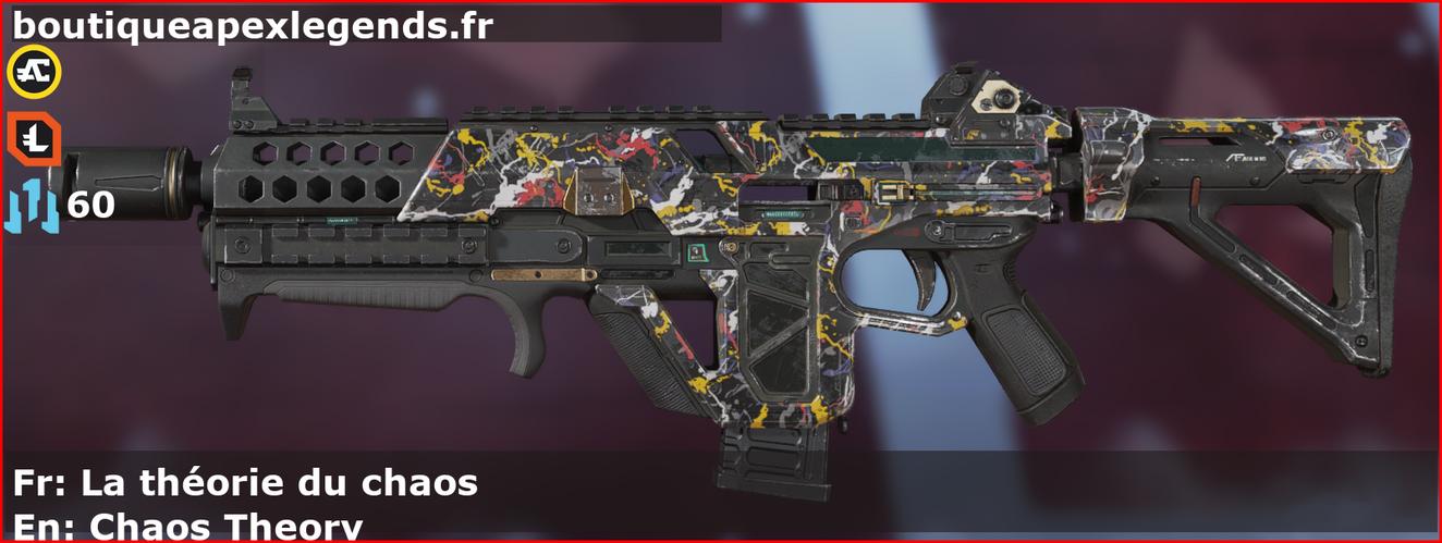 Skin Rare La théorie du chaos en français ou Chaos Theory en anglais pour l'arme Volt du jeu vidéo apex legends