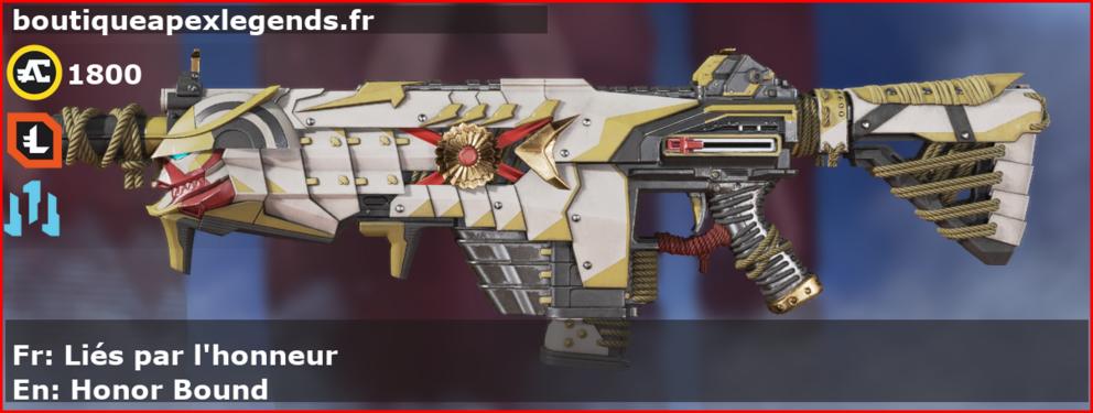 Skin Légendaire Liés par l'honneur en français ou Honor Bound en anglais pour l'arme Volt du jeu vidéo apex legends