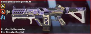 Skin Rare Orchidée ornée en français ou Ornate Orchid en anglais pour l'arme Volt du jeu vidéo apex legends