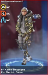 skin pour wattson: Camo électrique en français ou Electric Camo en anglais , du jeu apex legends