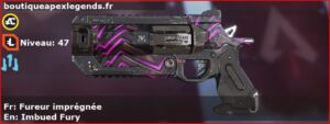 Skin Rare Fureur imprégnée en français ou Imbued Fury en anglais pour l'arme Wingman du jeu vidéo apex legends