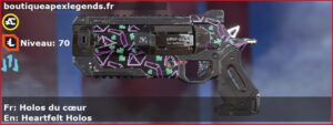 Skin Rare Holos du cœur en français ou Heartfelt Holos en anglais pour l'arme Wingman du jeu vidéo apex legends