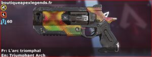 Skin Rare L'arc triomphal en français ou Triumphant Arch en anglais pour l'arme Wingman du jeu vidéo apex legends