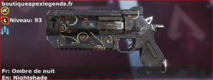 Skin Rare Ombre de nuit en français ou Nightshade en anglais pour l'arme Wingman du jeu vidéo apex legends