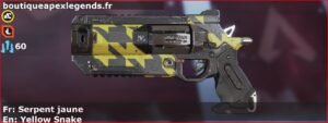 Skin Rare Serpent jaune en français ou Yellow Snake en anglais pour l'arme Wingman du jeu vidéo apex legends