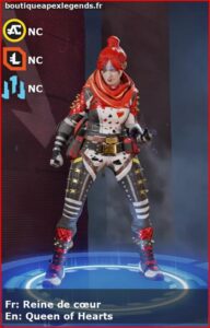 skin pour wraith: Reine de cœur en français ou Queen of Hearts en anglais , du jeu apex legends