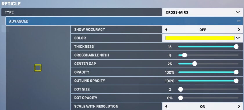 meilleurs crosshairs overwatch 2 Réglages du Viseur en Boîte