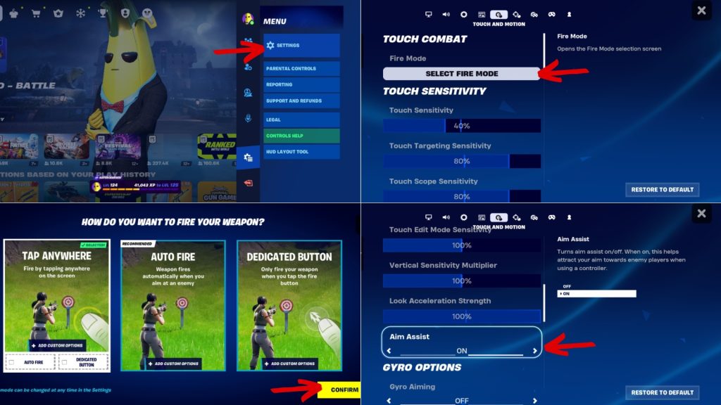 Meilleurs paramètres d'assistance à la visée sur mobile dans Fortnite