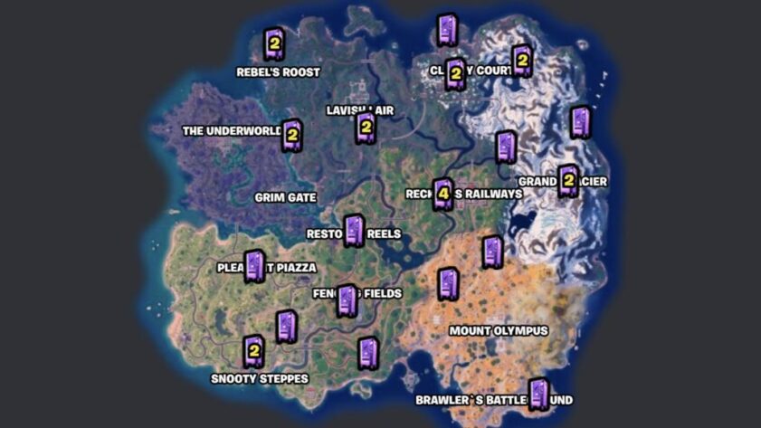 carte Acheter des armes et des objets fortnite