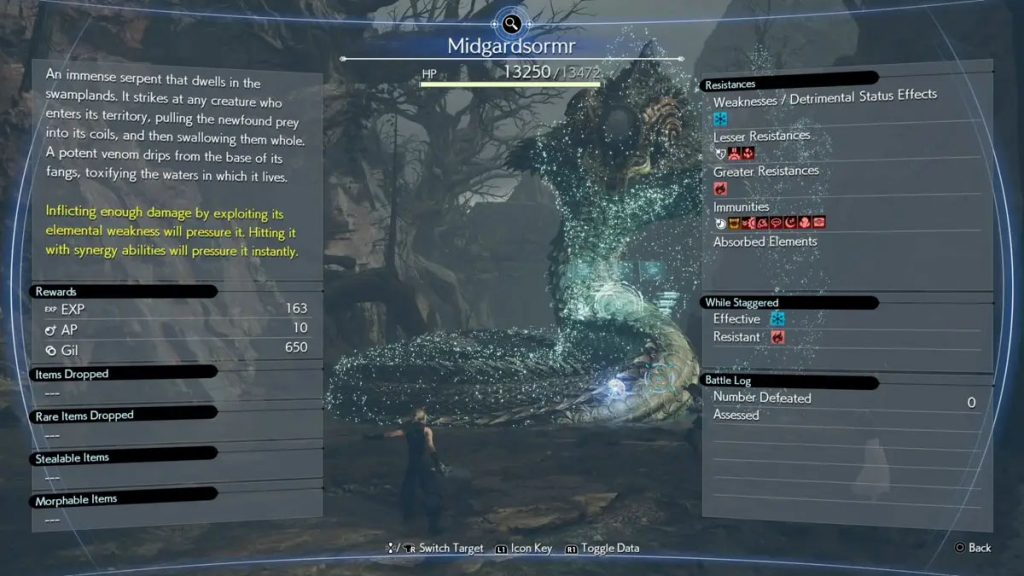 Faiblesses et résistances de Midgardsormr dans FF7 Rebirth