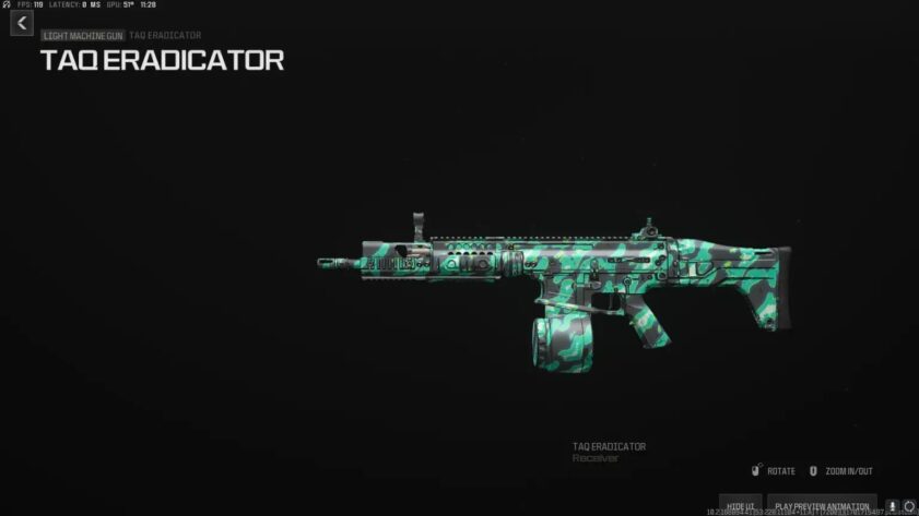 Les défis de camouflage pour mitrailleuse légère de MW3 Zombies TAQ ERADICATOR