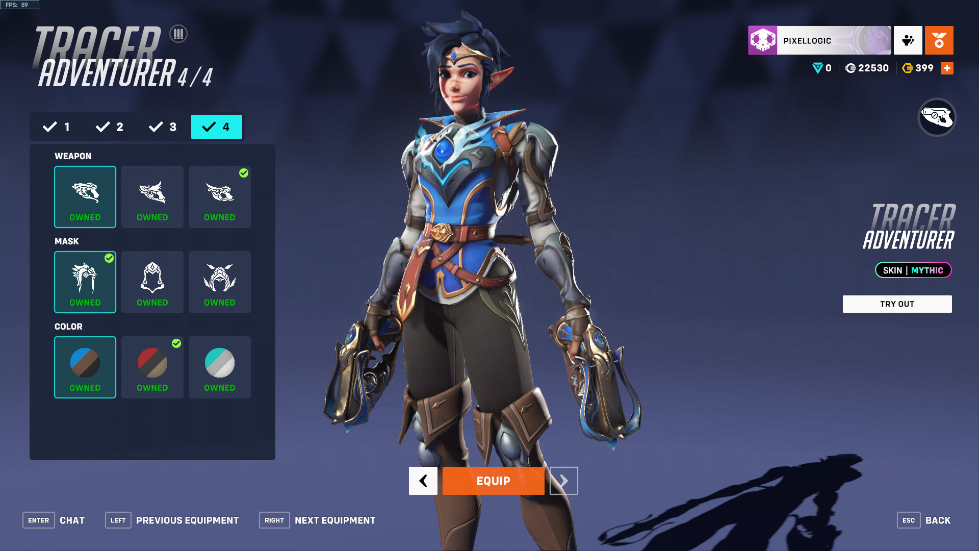 Skin mythique Adventurer Tracer Overwatch 2