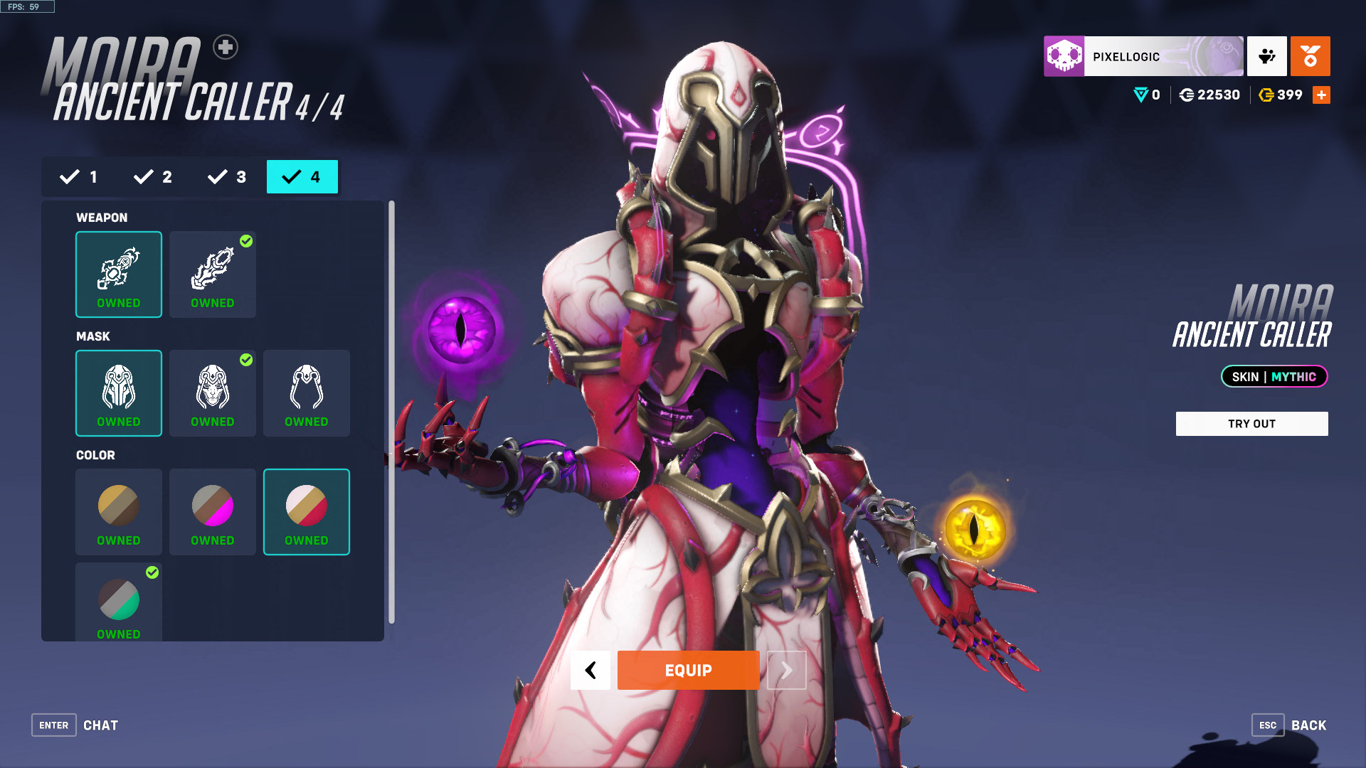 Skin mythique Appel Ancien Moira Overwatch 2