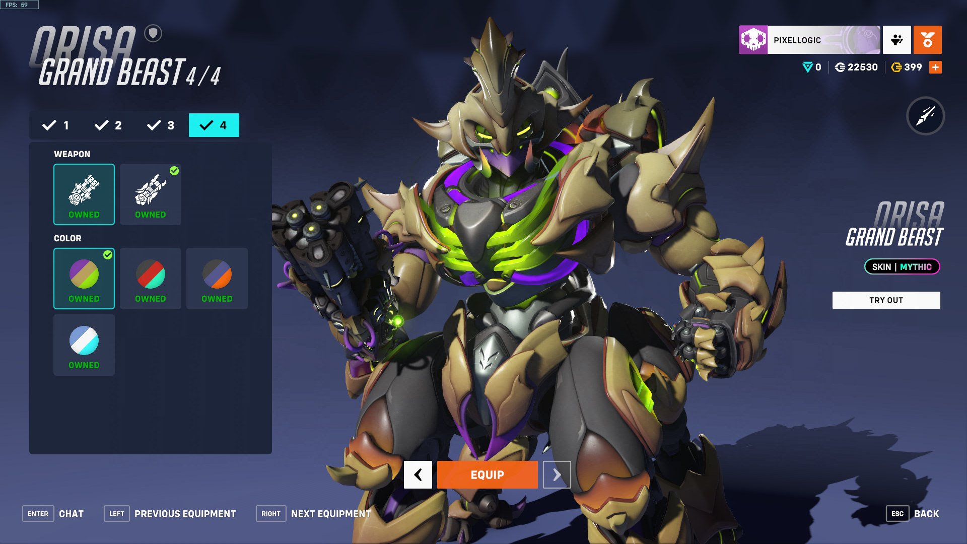 Skin mythique Bête immense mythique Orisa Overwatch 2