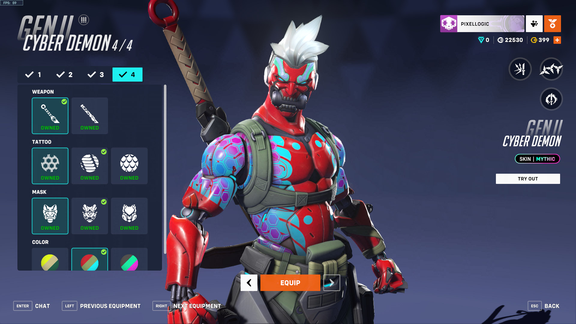 Skin mythique Cyber Demon Genji Overwatch 2