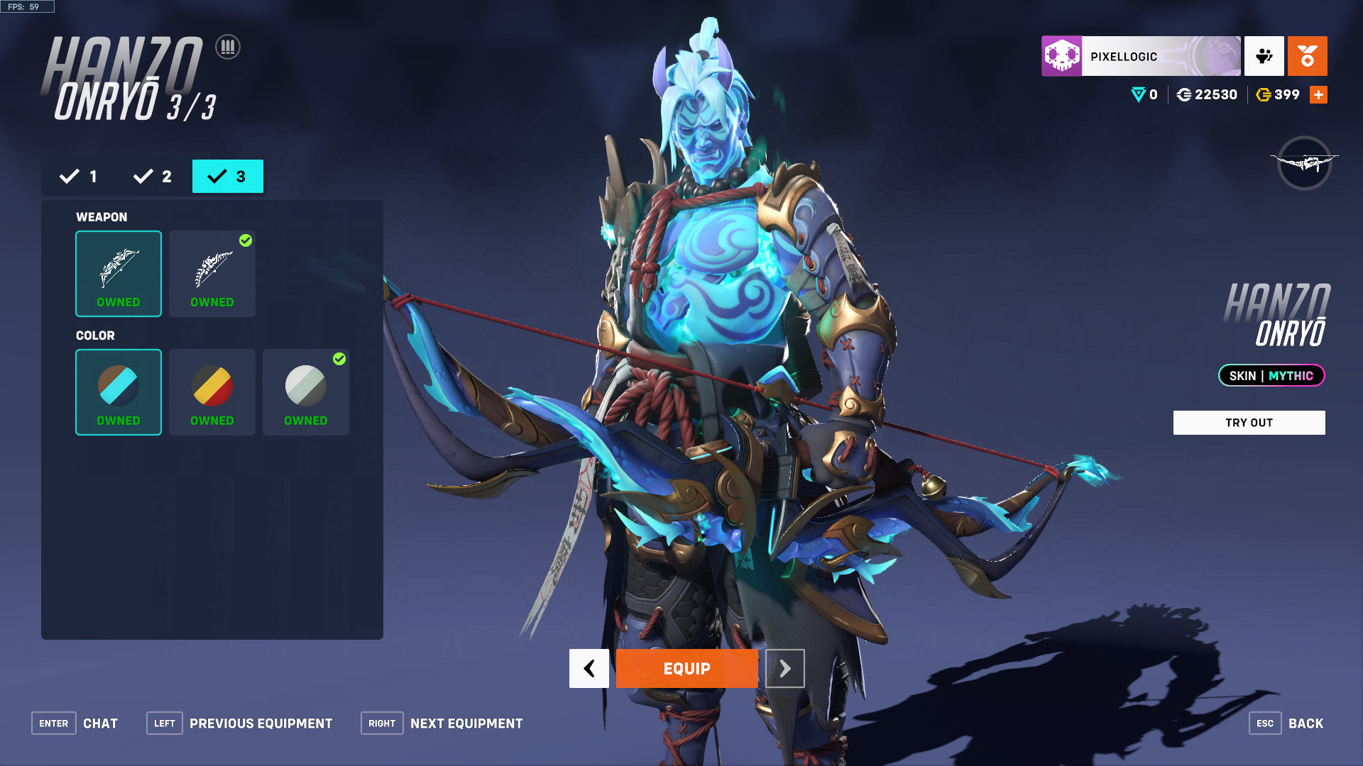 Skin mythique Onryō Hanzo Overwatch 2